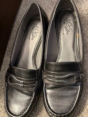 Life Stride grayTextured Slip-On Wedge Loafers with Metal Bit